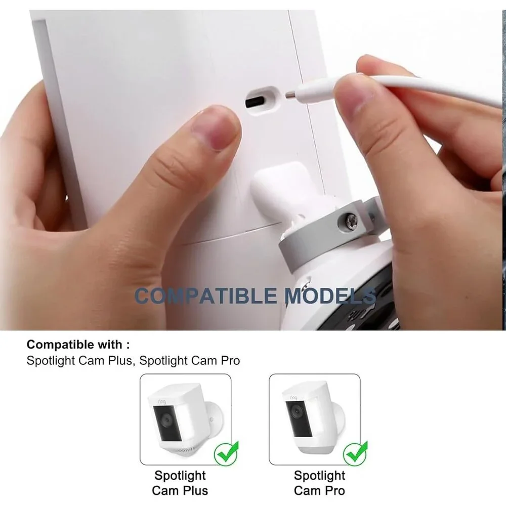 2-Pack Power Adapter Charger Cable Compatible with Ring Stick Up Cam Battery/Plu - Picture 4 of 6